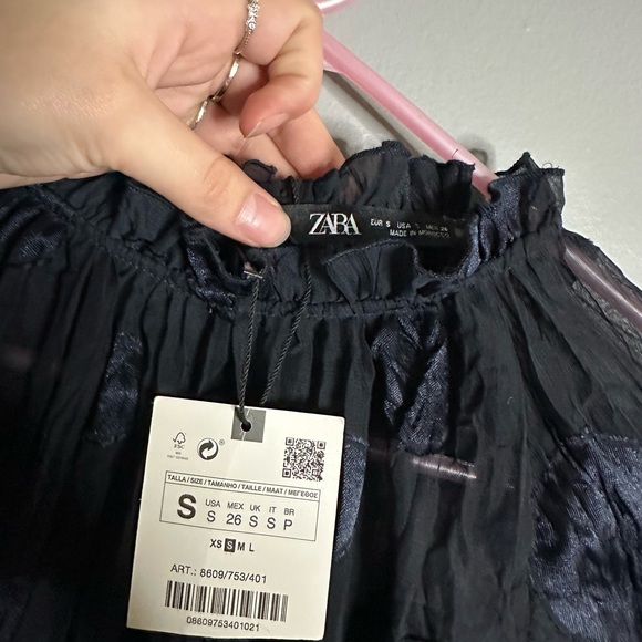 NWT ZARA long sleeve sheer crop blouse S - Picture 2 of 9